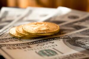 Dollar bills and coins laid out on a table | Credit collection services Michigan