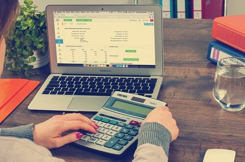 A person looking at a balance sheet on a computer | Collection agency Michigan