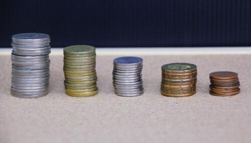 Stacks of coins that decrease with each stack | Business Debt Collection Michigan